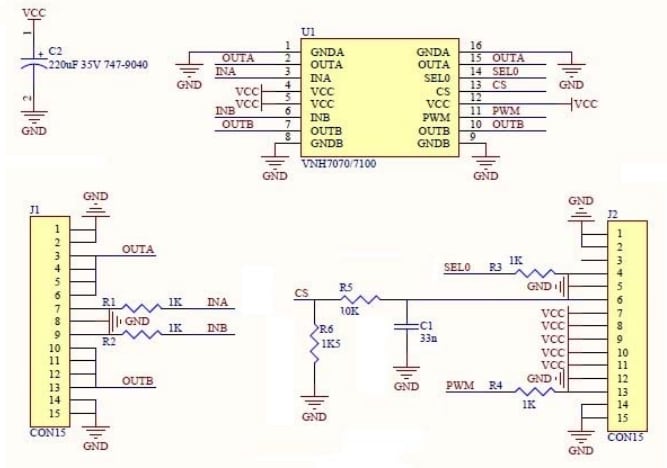Schaltplan - STMicroelectronics VNH7070BAS Evaluierungsboard