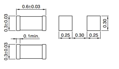 Technische Zeichnung - TDK MPZ0603-H Chip-Perlen