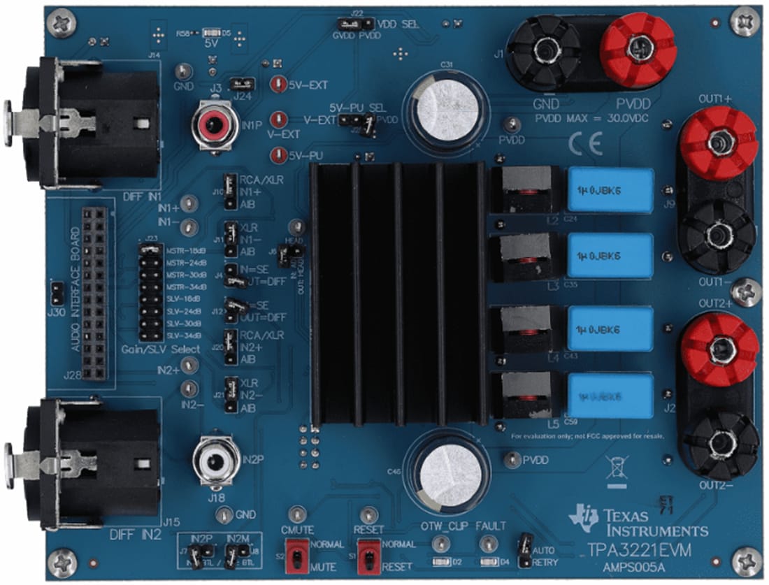 Technische Zeichnung - Texas Instruments TPA3221EVM HD-Audio-Evaluationsmodul (EVM)