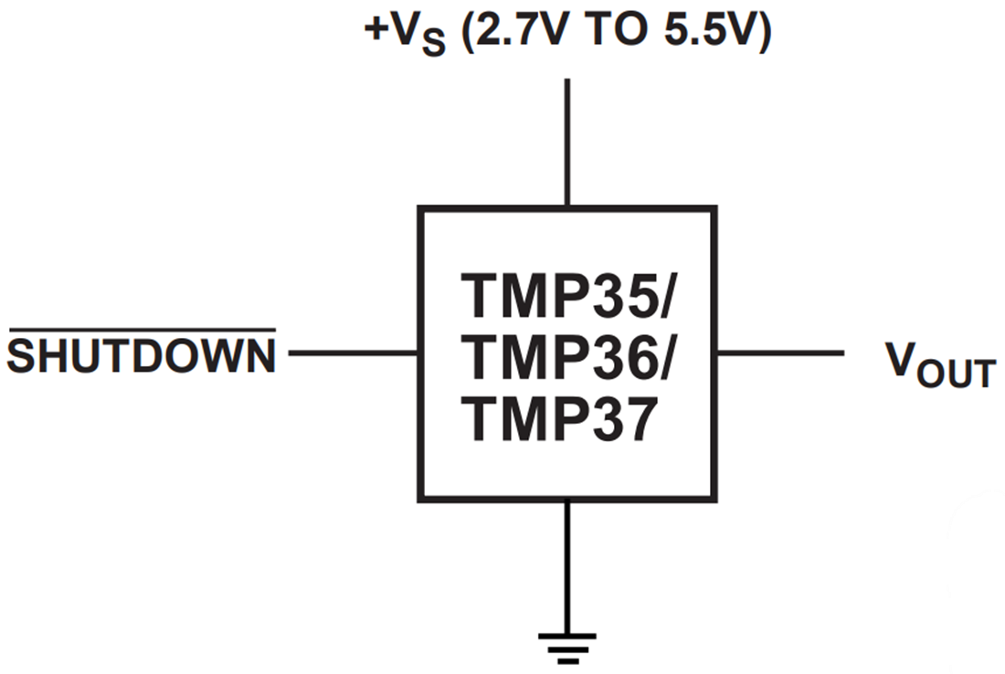 Blockdiagramm - Analog Devices Inc. TMP35/TMP36/TMP37 Niederspannungs-Temperatursensoren