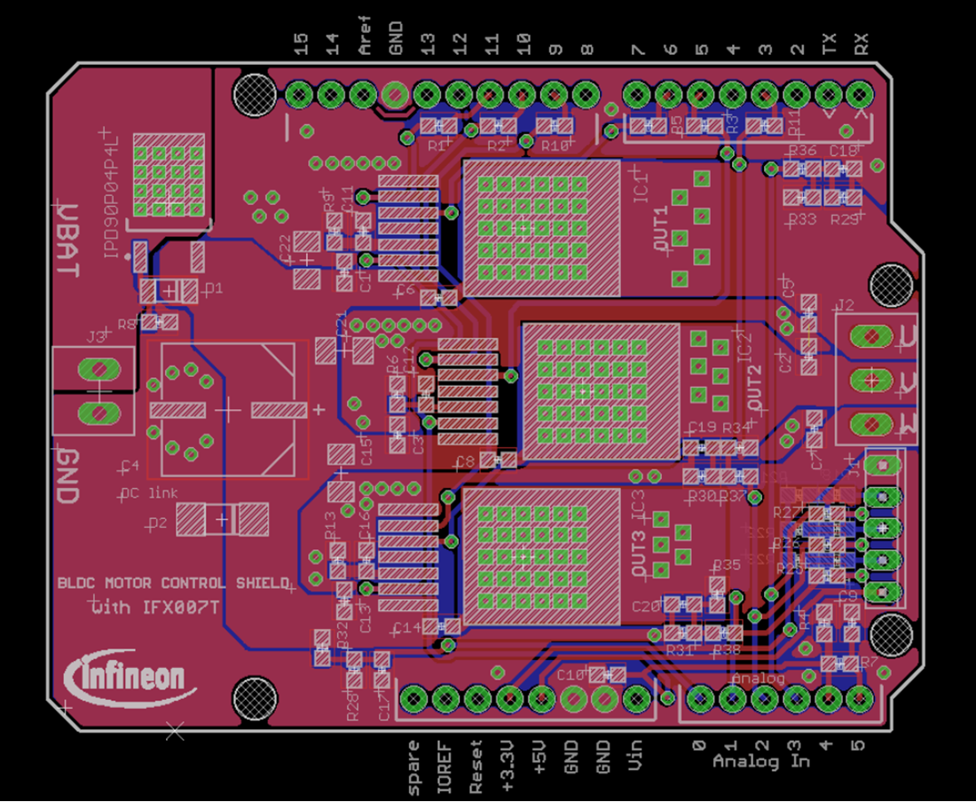 Technische Zeichnung - Infineon Technologies BLDCSHIELIFX007T (BL)DC-Motorsteuerungsabschirmung