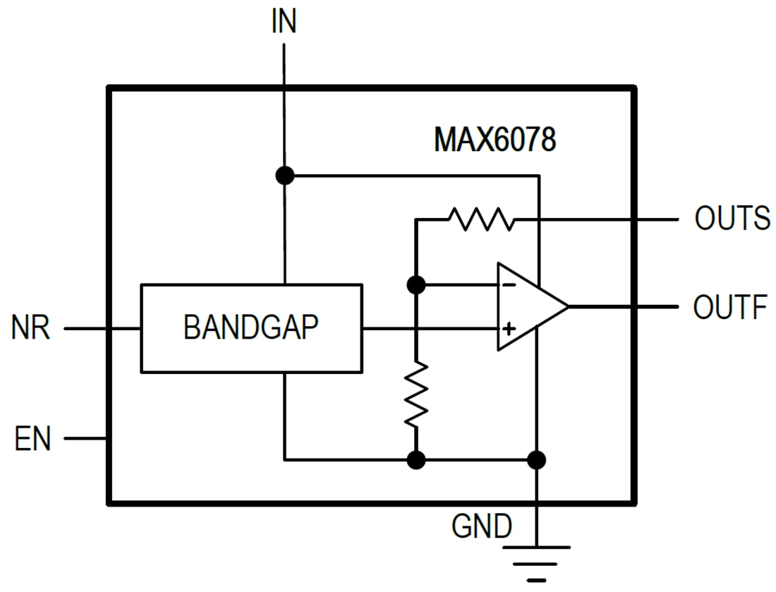Blockdiagramm - Analog Devices / Maxim Integrated MAX6078 Präzisions-Spannungsreferenz