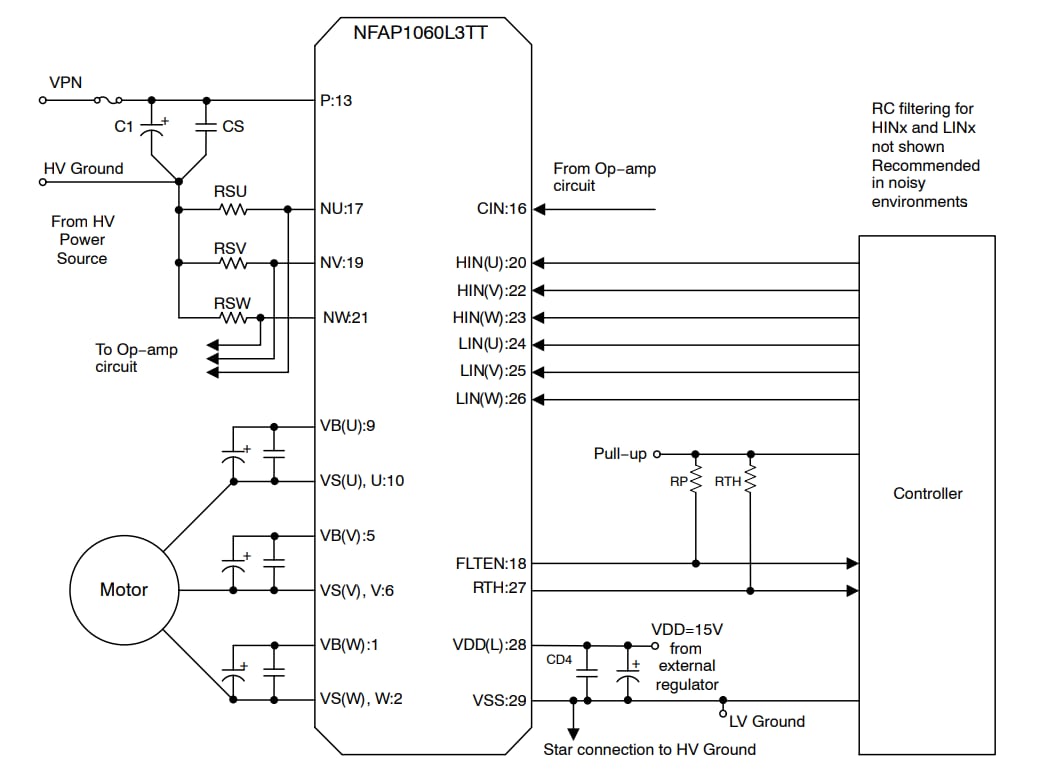Schaltplan - onsemi NFAP1060L3TT Intelligente Leistungsmodule (IPM)