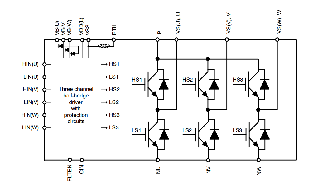 Applikations-Schaltungsdiagramm - onsemi NFAP1060L3TT Intelligente Leistungsmodule (IPM)