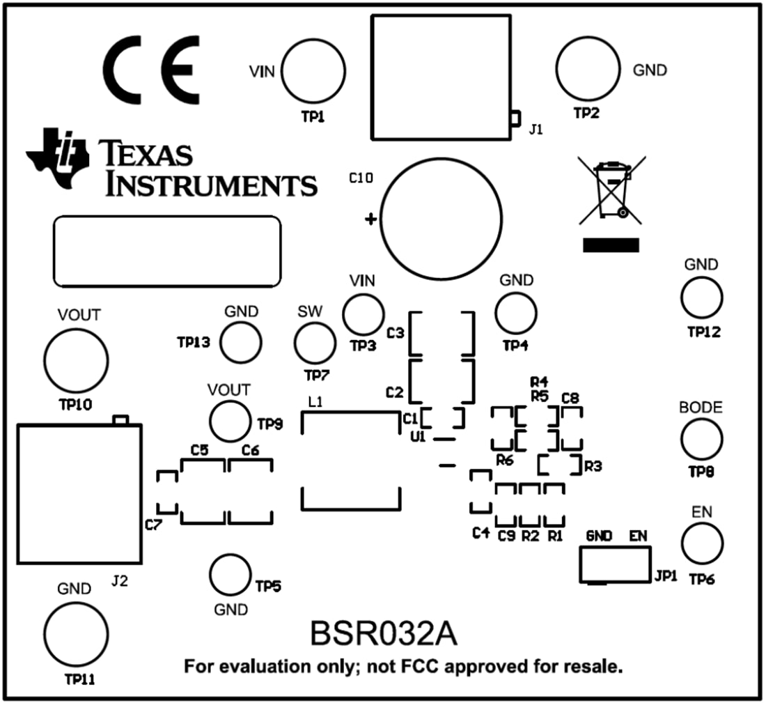 Technische Zeichnung - Texas Instruments TPS563231EVM-032 Wandler-Evaluierungsmodul (EVM)