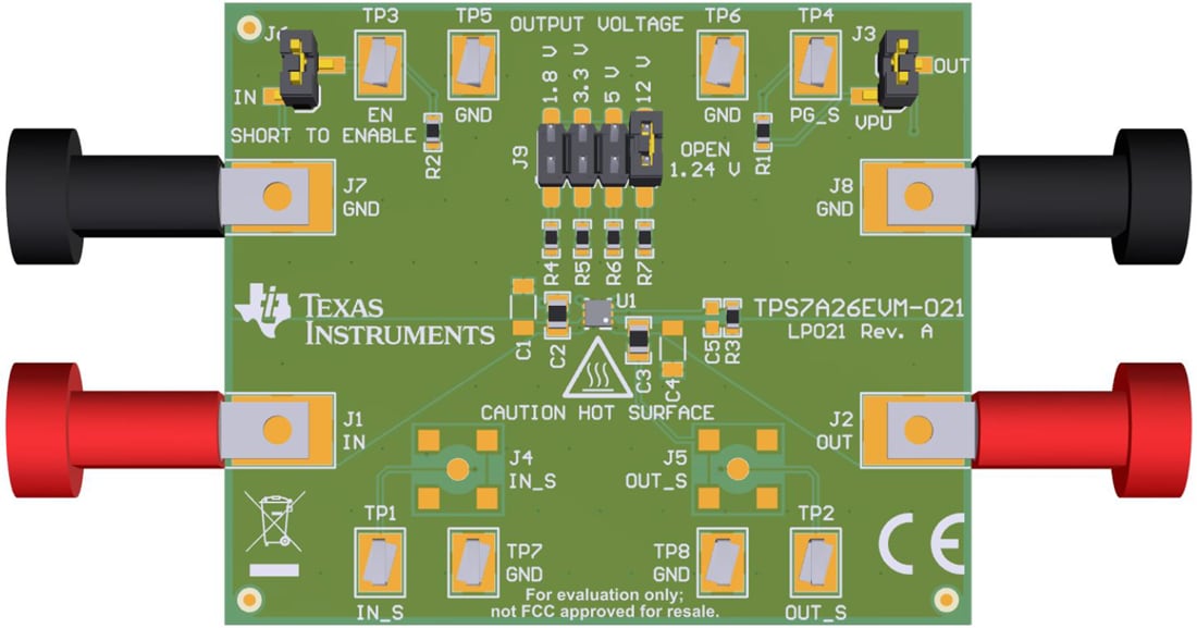 Technische Zeichnung - Texas Instruments TPS7A26EVM-021 Regler-Evaluierungsmodul (EVM)