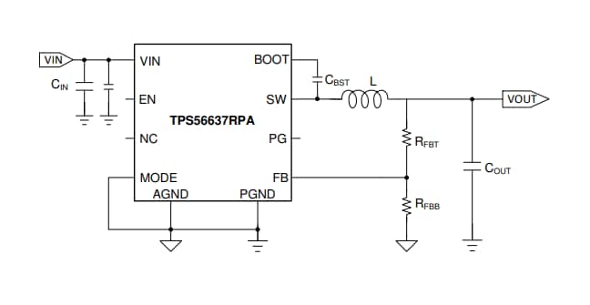 Schaltplan - Texas Instruments TPS56637 Synchrone 6-A-Abwärtswandler