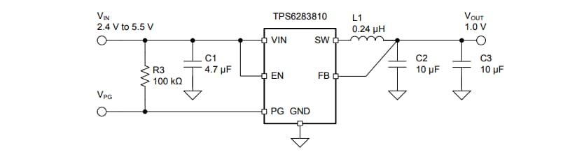 Applikations-Schaltungsdiagramm - Texas Instruments TPS6283810 3-A-Abwärtswandler