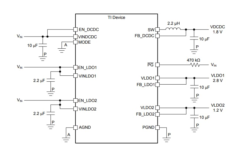 Schaltplan - Texas Instruments TPS650002-Q1 SVS-Leistungsmanagement-ICs