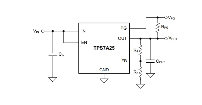 Applikations-Schaltungsdiagramm - Texas Instruments TPS7A25 LDO-Linear-Spannungsregler