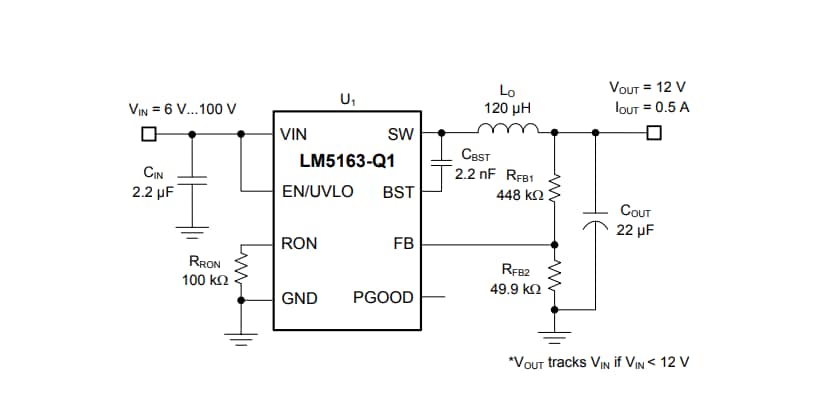 Applikations-Schaltungsdiagramm - Texas Instruments LM5163/LM5163-Q1 Synchrone DC/DC-Abwärtswandler