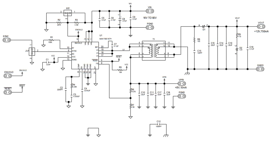 Schaltplan - Analog Devices / Maxim Integrated MAX17687 Evaluierungskit