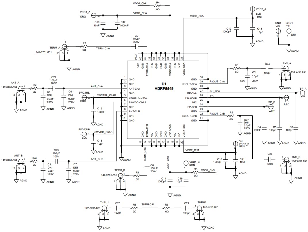 Applikations-Schaltungsdiagramm - Analog Devices Inc. ADRF5549 Zweikanal-HF-FEMs