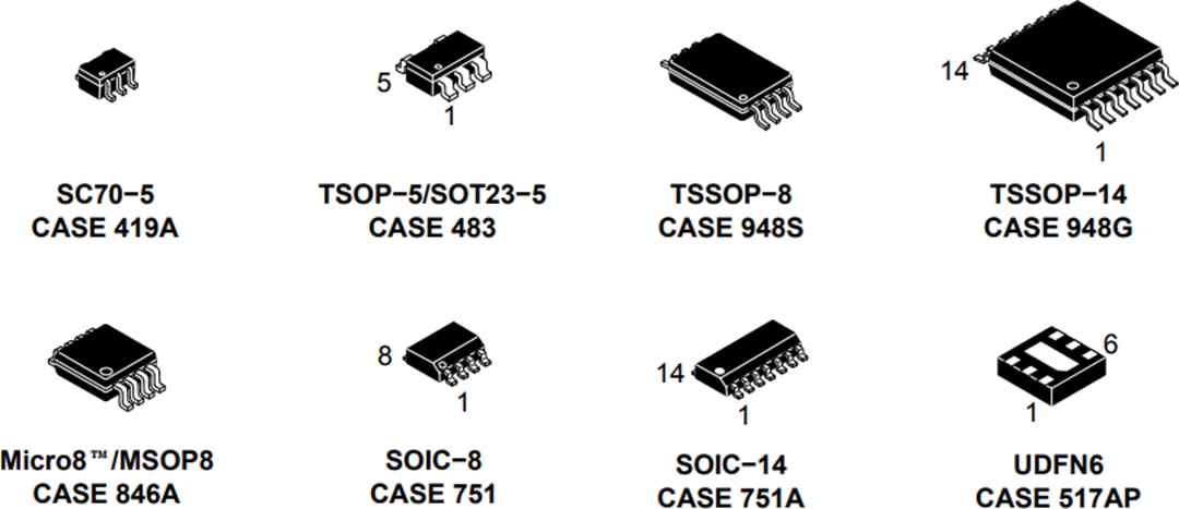Technische Zeichnung - onsemi NCx2008x Operationsverstärker