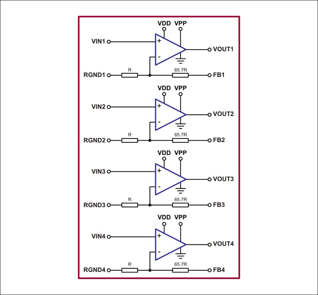 Blockdiagramm - Microchip Technology HV264 Quad-Hochspannungsverstärker-Array