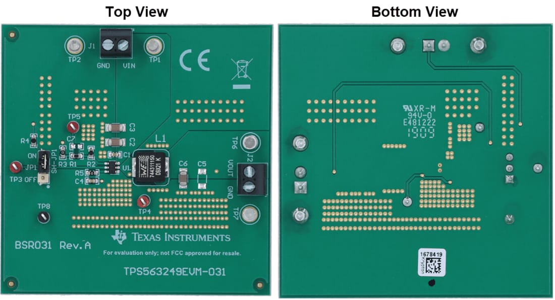 Technische Zeichnung - Texas Instruments TPS563249EVM-031 Regler-Evaluierungsmodul (EVM)