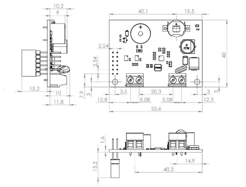 Mechanical Drawing - Sfera Labs SPBM20X Strato Pi Mini Board