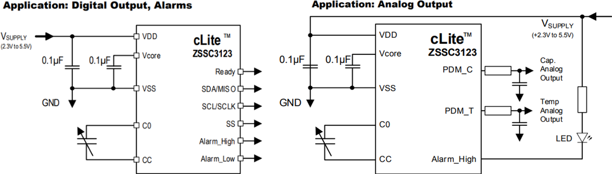 Applikations-Schaltungsdiagramm - Renesas Electronics ZSSC3123 cLite™ Sensorsignalwandler