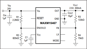 Applikations-Schaltungsdiagramm - Analog Devices / Maxim Integrated MAXM15465/66/67 Abwärts-Leistungsmodule