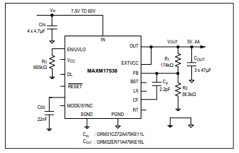 Applikations-Schaltungsdiagramm - Analog Devices / Maxim Integrated MAX17536 Schaltspannungsregler