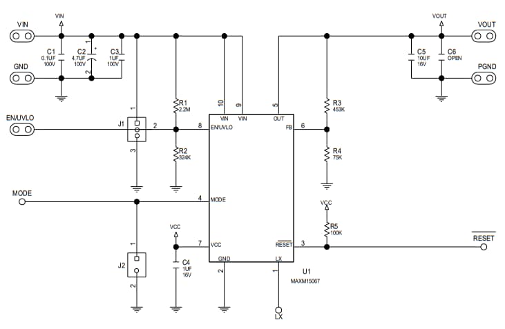 Schaltplan - Analog Devices Inc. MAXM1506x Evaluierungskits