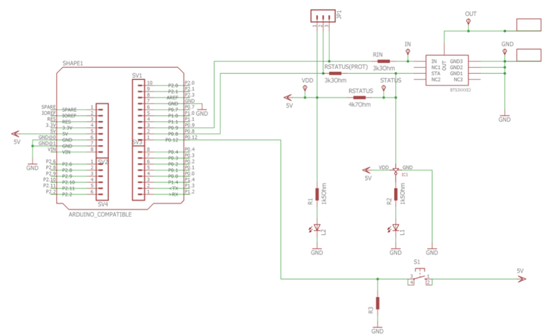 Schaltplan - Infineon Technologies BTS3080EJ Demonstrationsboard