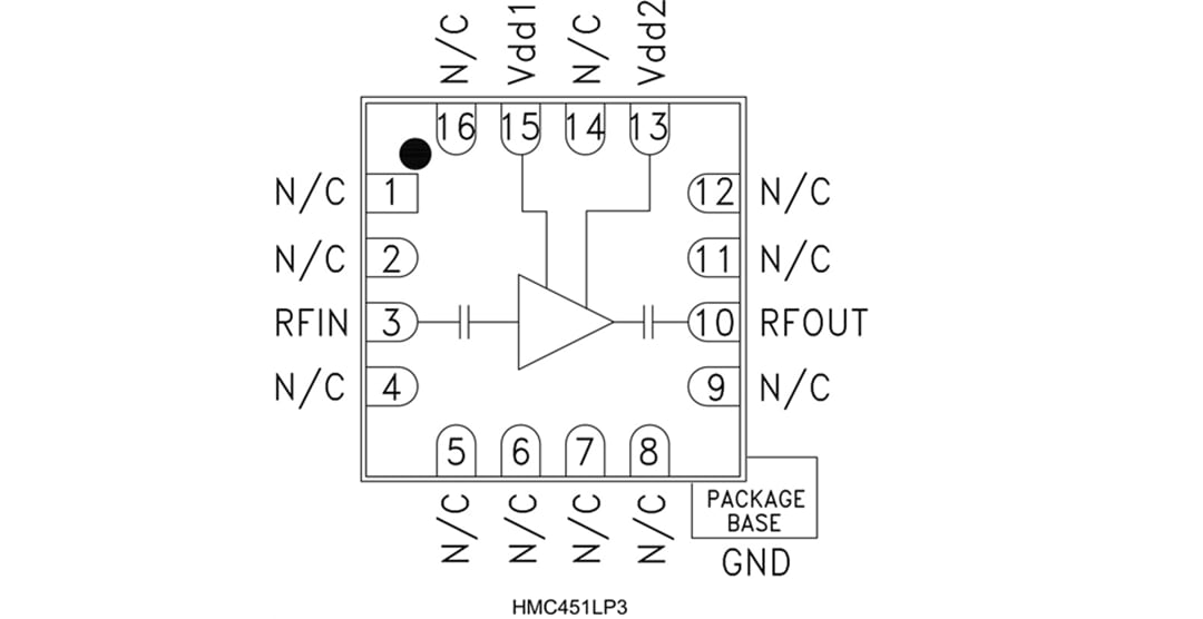 Blockdiagramm - Analog Devices Inc. HMC451 GaAs-pHEMT-MMIC-Verstärker
