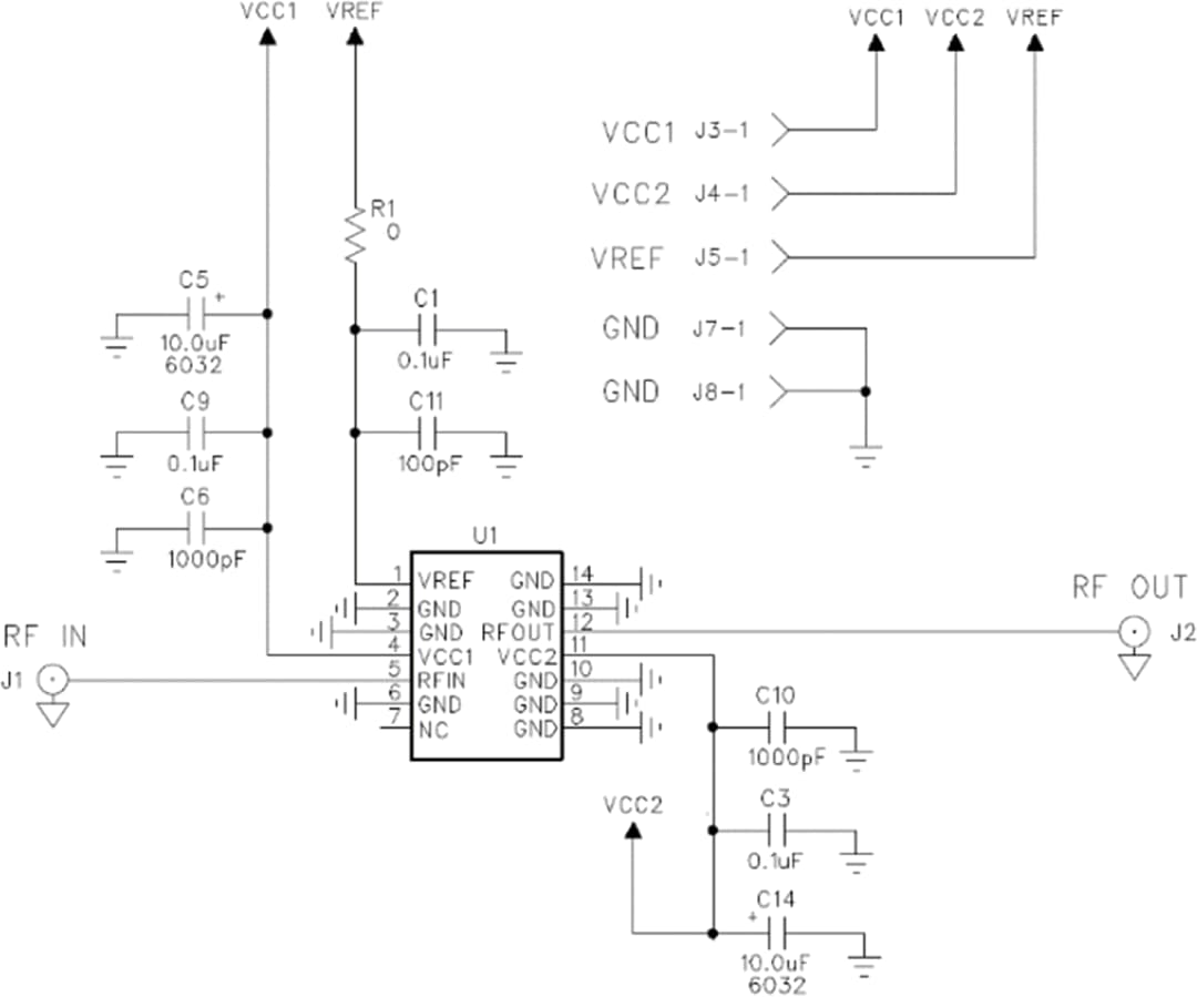Schaltplan - Qorvo QPA9421EVB-01 Evaluierungsboard