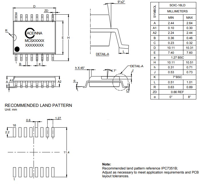Mechanical Drawing - ACEINNA MCA1101 Current Sensor ICs