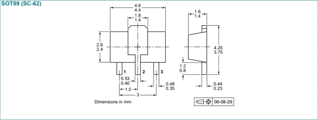 Technische Zeichnung - Nexperia BCXxT 1-A-Sperrschicht-Bipolartransistoren mit 80 V