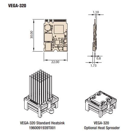 Technische Zeichnung - Advantech VEGA-320 m.2-Edge-KI-Modul