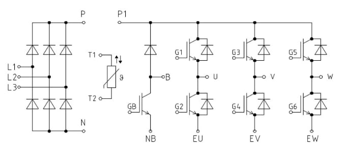 Applikations-Schaltungsdiagramm - Infineon Technologies EasyPIM™ IGBT-Modul