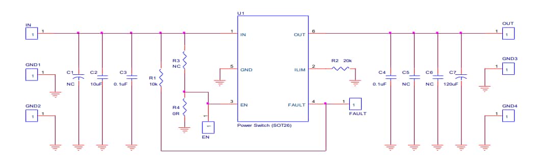 Schaltplan - Diodes Incorporated AP22652W6-EVM Evaluierungsmodul