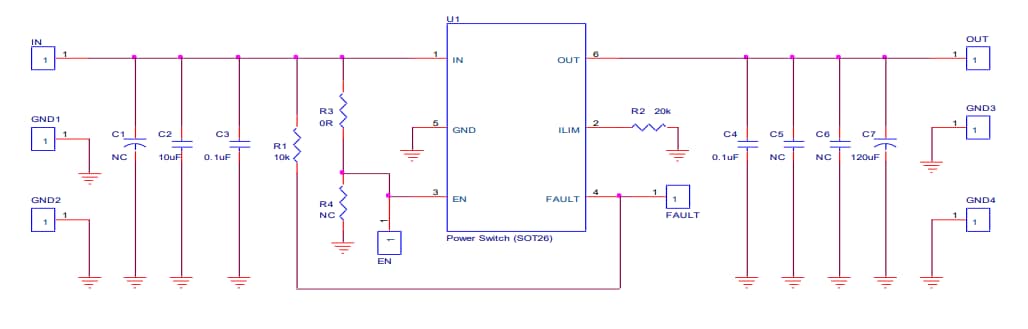 Schaltplan - Diodes Incorporated AP22653W6-EVM Evaluierungsmodul