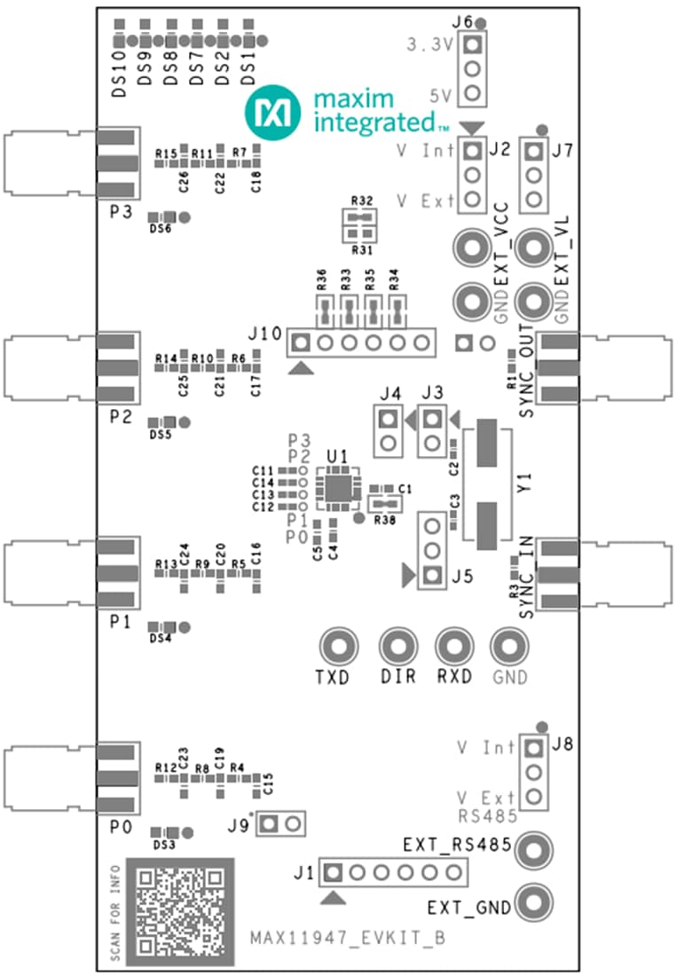 Technische Zeichnung - Analog Devices Inc. MAX11947EVKIT Evaluierungskit