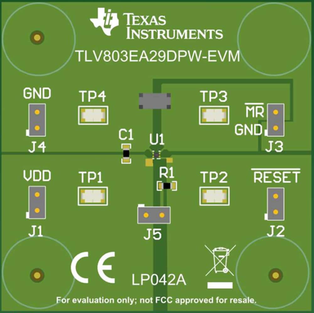 Technische Zeichnung - Texas Instruments TLV803EA29DPW-EVM Reset-IC-Evaluierungsmodul