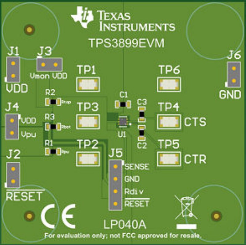Technische Zeichnung - Texas Instruments TPS3899EVM Spannungsüberwachungs-Evaluierungsmodul