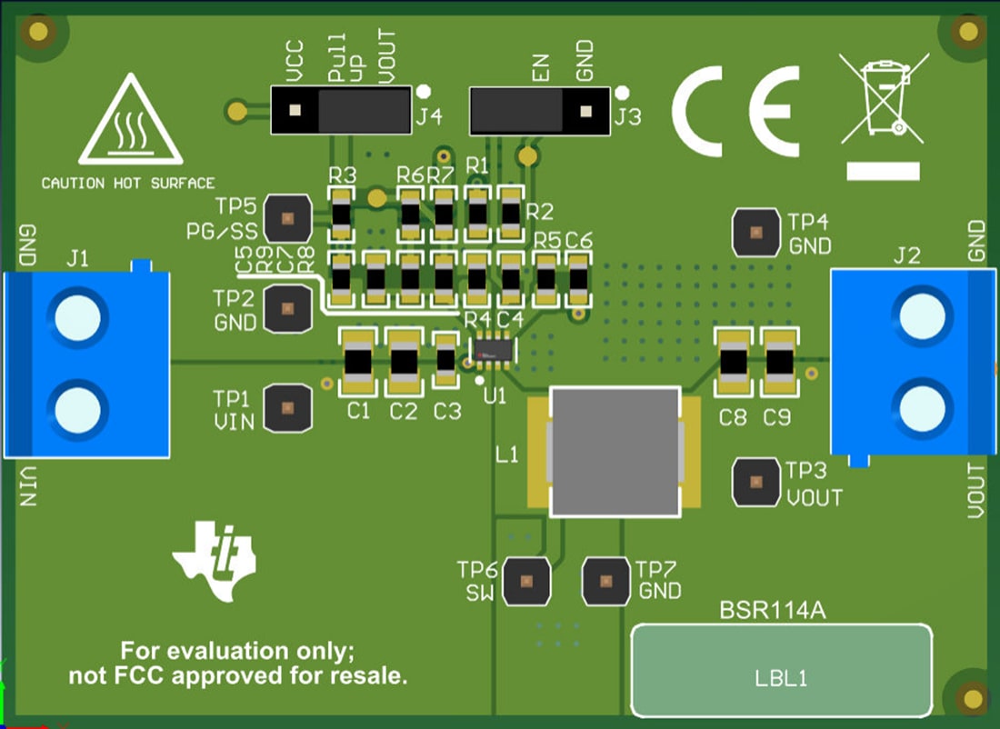 Technische Zeichnung - Texas Instruments TPS563211EVM Wandler-Evaluierungsmodul (EVM)