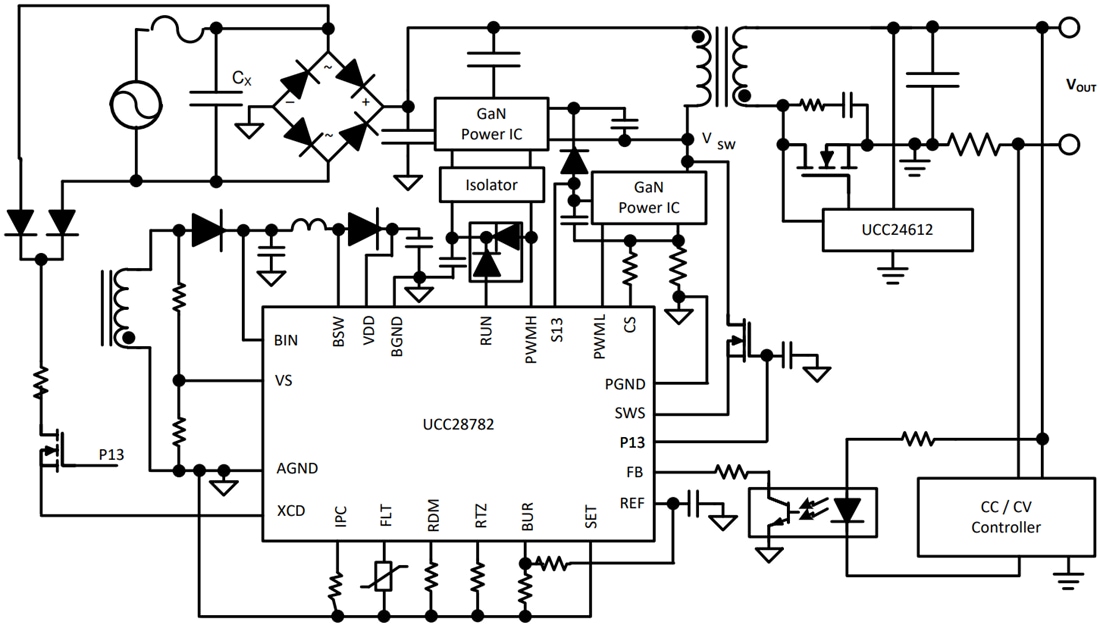 Schaltplan - Texas Instruments UCC28782 ACF-Regler (Active-Clamp Flyback)