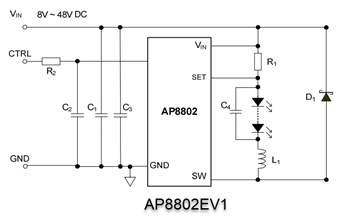 Schaltplan - Diodes Incorporated AP8802 Evaluierungsboards