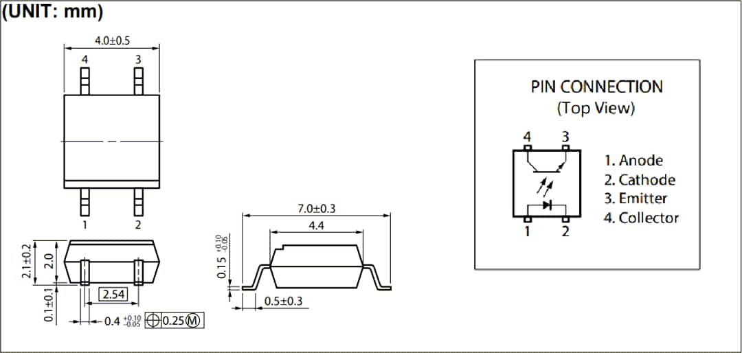 Technische Zeichnung - Renesas Electronics PS2711-1 Optokoppler