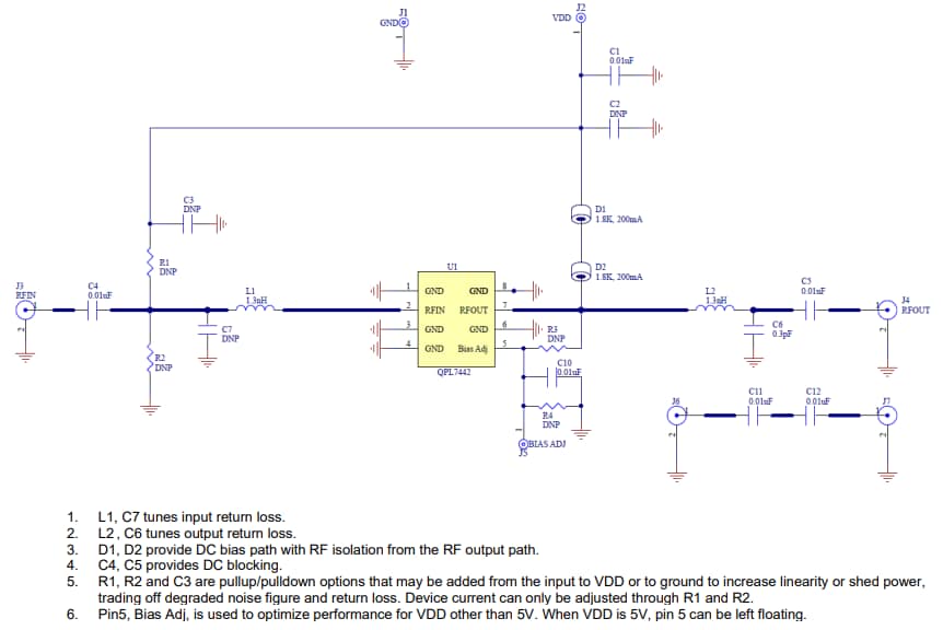 Schaltplan - Qorvo QPL7442PCK-01 Evaluierungsboard