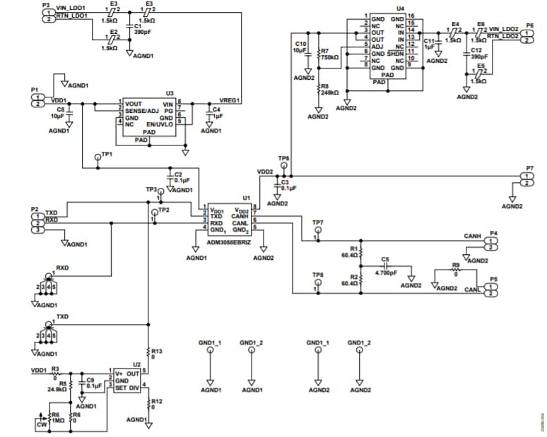 Schaltplan - Analog Devices Inc. EVAL-ADM3058EEBZ Evaluierungsboard