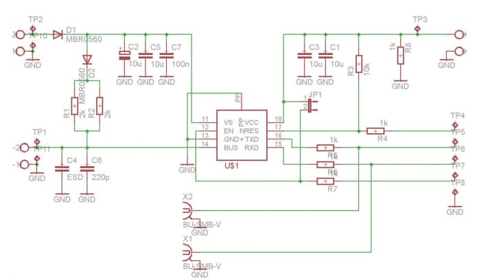 Schaltplan - Infineon Technologies TLE8457 LIN-LDO-Demoboard