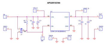 Schaltplan - Diodes Incorporated AP22913x-EVM Evaluierungsboards