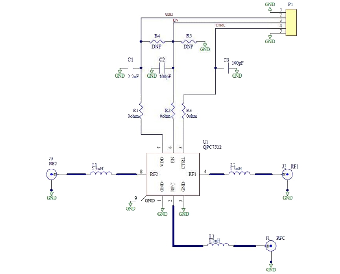 Schaltplan - Qorvo QPC7522EVB01 Evaluierungsboard