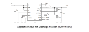 Applikations-Schaltungsdiagramm - ROHM Semiconductor BD9P-Baureihe Einzel-DC/DC-Abwärtswandler mit 2,2 MHz