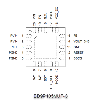 Schaltplan - ROHM Semiconductor BD9P-Baureihe Einzel-DC/DC-Abwärtswandler mit 2,2 MHz