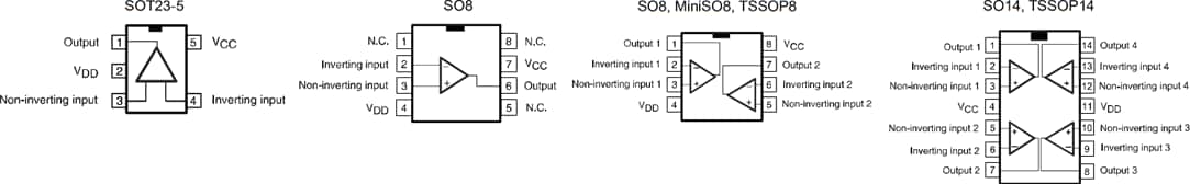 Technische Zeichnung - STMicroelectronics TSV321/A, TSV358/A und TSV324/A Operationsverstärker mit geringem Stromverbrauch