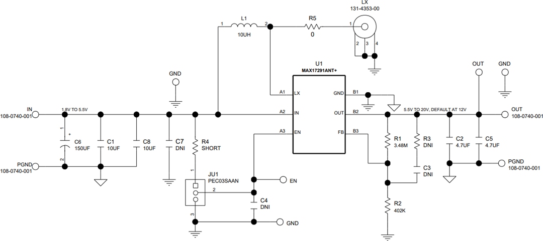 Schaltplan - Analog Devices Inc. MAX17291EVK-WLP Evaluierungskit